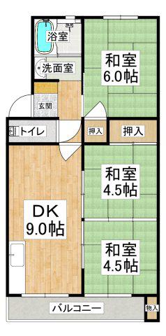 垂水農住団地(3DK/4階)の間取り写真