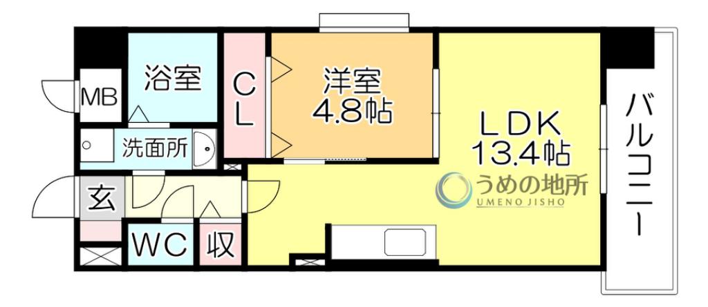 OSANPO上津(1LDK/4階)の間取り写真