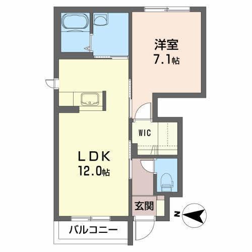 ルーラル山崎B(1LDK/1階)の間取り写真