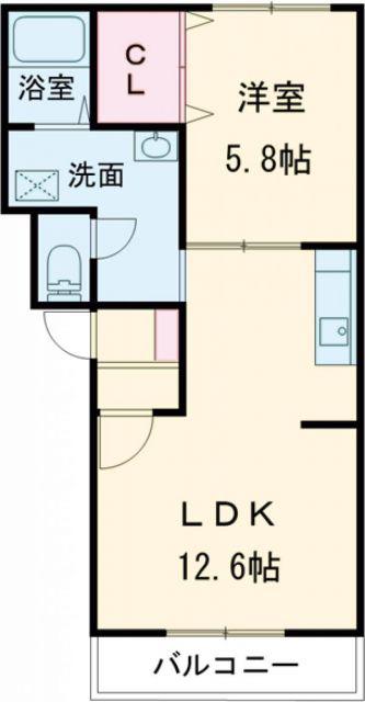 ヴァンクレールII(1LDK/1階)の間取り写真