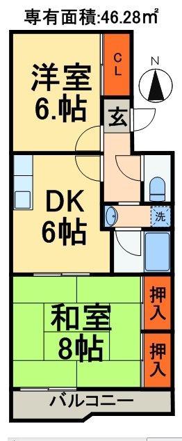 山本マンション(2DK/1階)の間取り写真