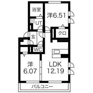 ヴィーダ フェリス(2LDK/3階)の間取り写真