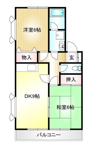 ロイヤル宮前B棟(2DK/1階)の間取り写真