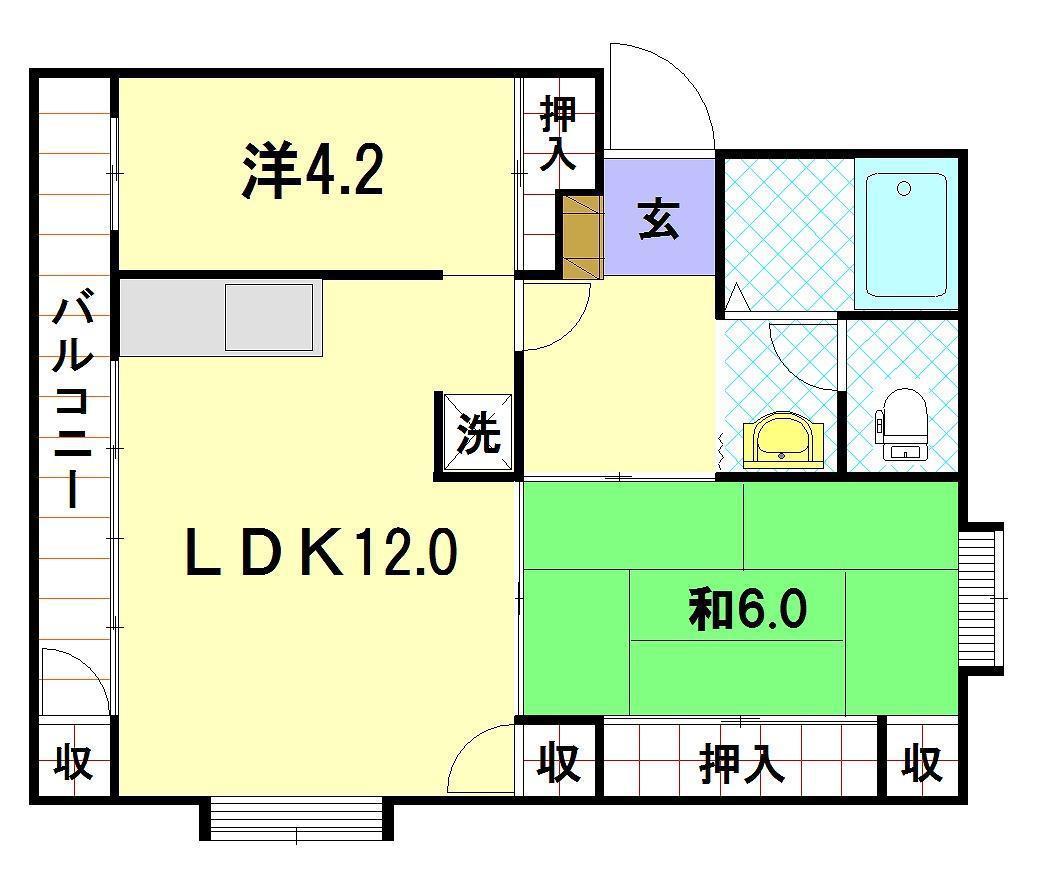 カネハレジデンス旭町(2LDK/2階)の間取り写真