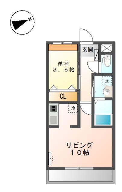 グランヒルズ(1LDK/1階)の間取り写真
