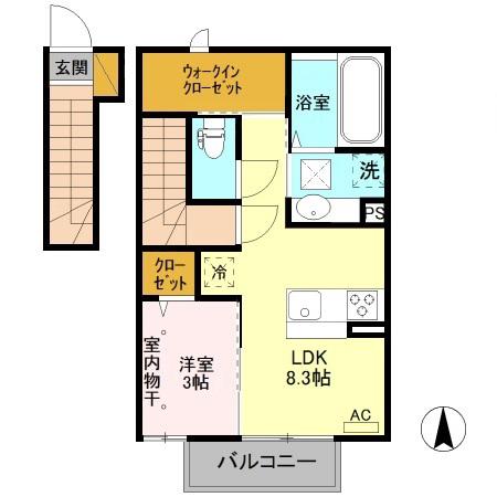 ヴァンヴェール(1LDK/2階)の間取り写真