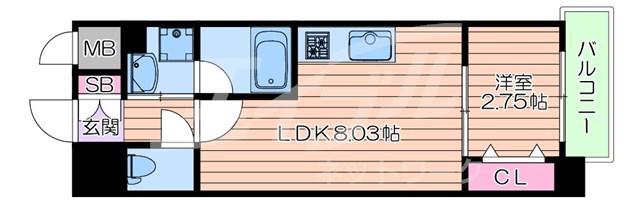 FORTUNEY江坂I(1LDK/3階)の間取り写真