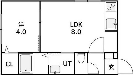 ラフィーネ西町北(1LDK/2階)の間取り写真