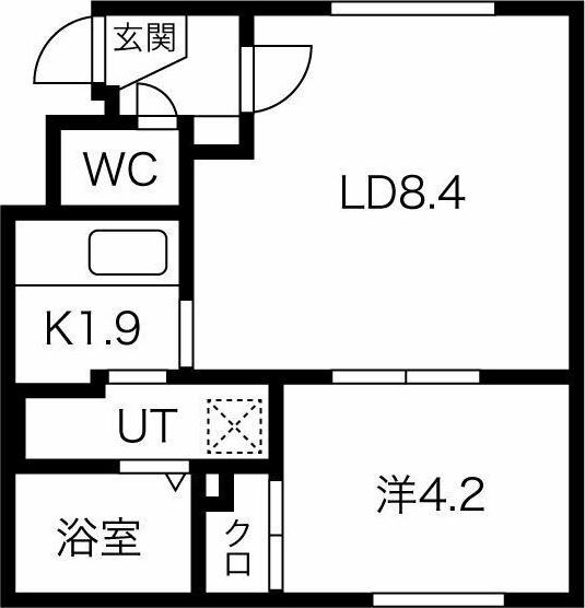 プレミアムマンション銀河(1LDK/1階)の間取り写真