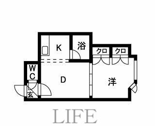 ニュープログレスビル(1DK/4階)の間取り写真