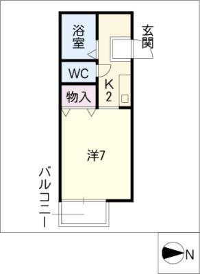 デュークカトウ(1K/2階)の間取り写真
