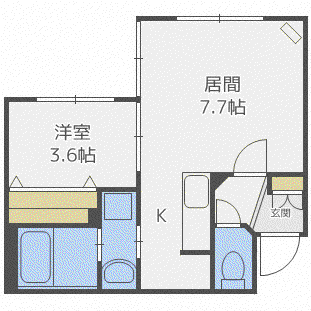 グランメール 水車町7(1LDK/2階)の間取り写真