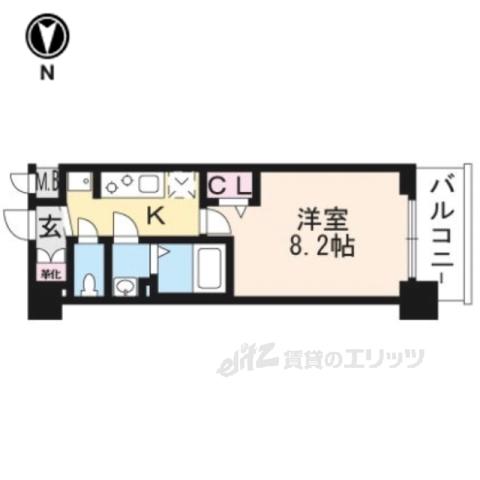 プレサンス THE KYOTO 東福寺 ウエスト(1K/3階)の間取り写真