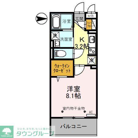 レーヴ・シェソワ(1K/2階)の間取り写真