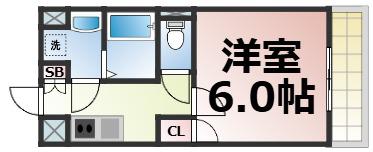 UーRO鶴橋駅前(1K/6階)の間取り写真