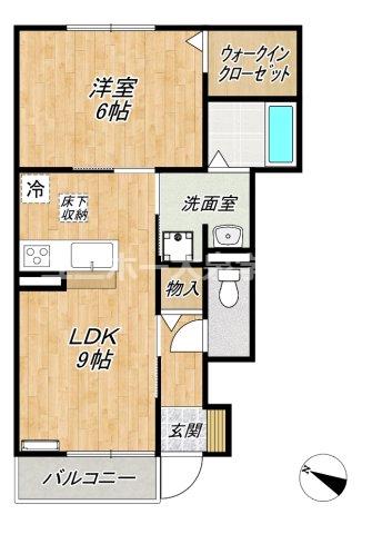 サニークレスト(1LDK/1階)の間取り写真