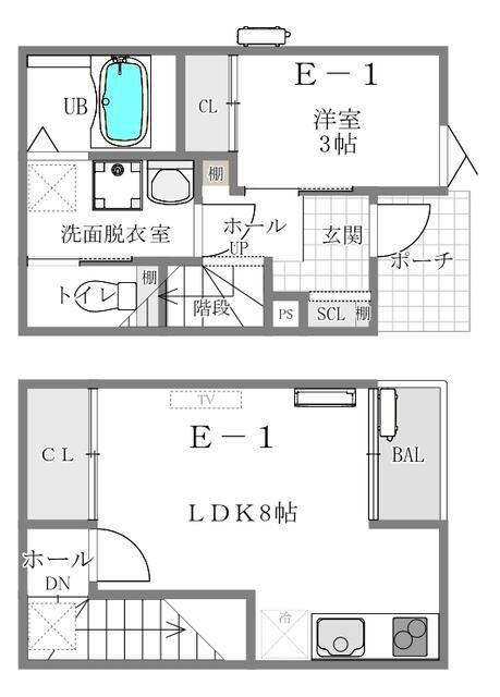 VIOLESTA熊大東(1LDK/1階)の間取り写真
