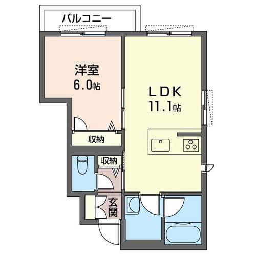 アリエッタ(1LDK/1階)の間取り写真