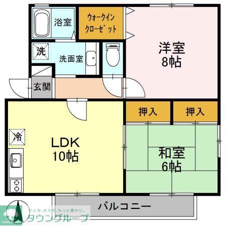 クレセントA(2LDK/1階)の間取り写真