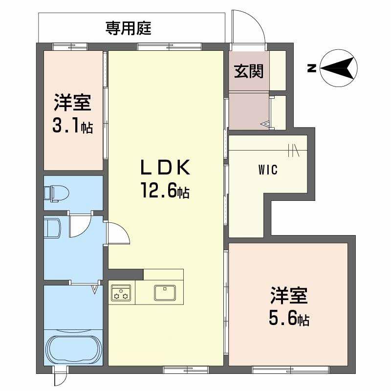 メゾンソレイユ(2LDK/1階)の間取り写真