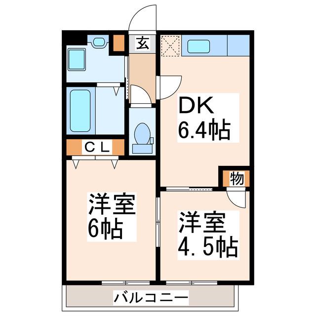 ル・シャトン(2DK/1階)の間取り写真