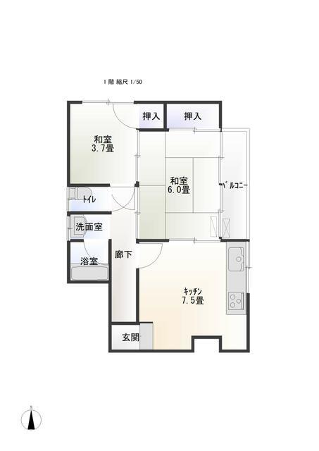 清水荘(2DK/2階)の間取り写真