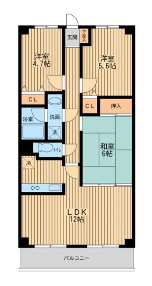 パルティール茂呂(3LDK/1階)の間取り写真