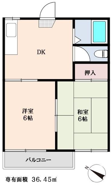 フォーブル和ケ原(2DK/2階)の間取り写真