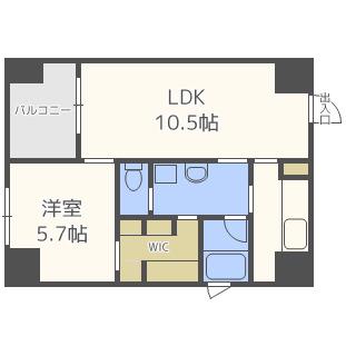 ルクレ堺筋本町レジデンス(1LDK/2階)の間取り写真