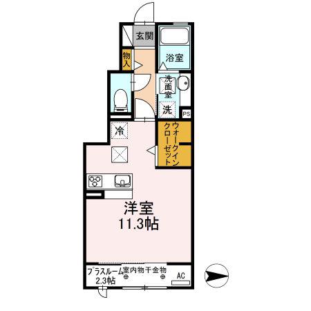 コモド凛(ワンルーム/1階)の間取り写真