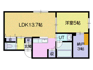COMODO(1LDK/1階)の間取り写真