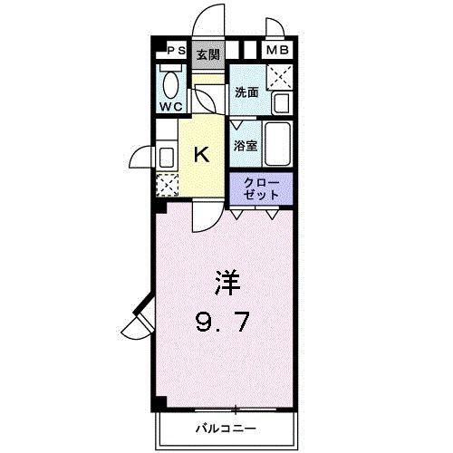 カリーノ(1K/2階)の間取り写真