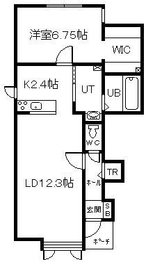 ソアラプレイスC(1LDK/1階)の間取り写真