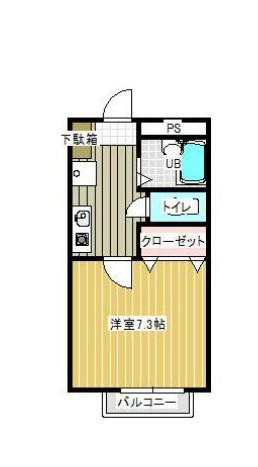 ベルメゾンSYII(1K/1階)の間取り写真