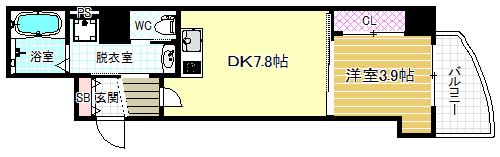 セレニテ梅田EST(1DK/3階)の間取り写真