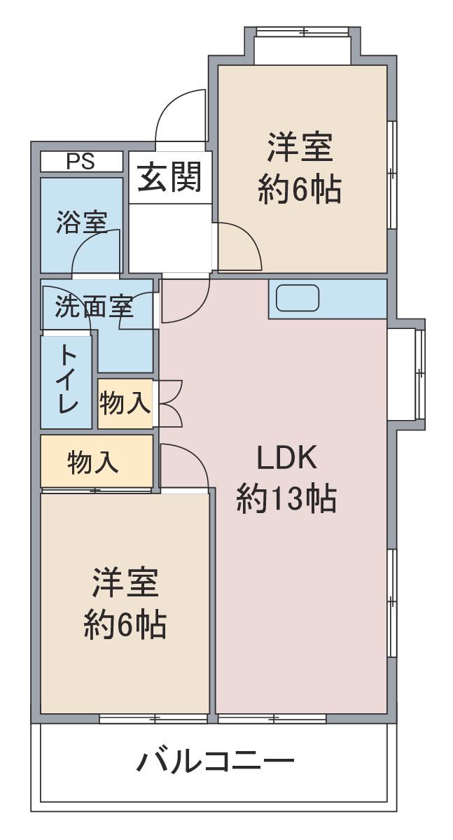 児玉ビル(2LDK/1階)の間取り写真