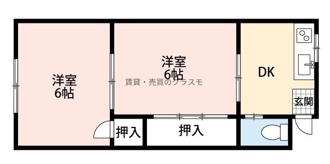 平尾パークハイツ(2K/3階)の間取り写真