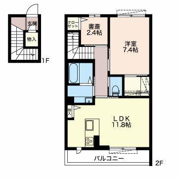 リリエン ベルグ(1SLDK/2階)の間取り写真