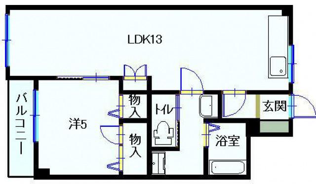 良光ビル(1LDK/5階)の間取り写真