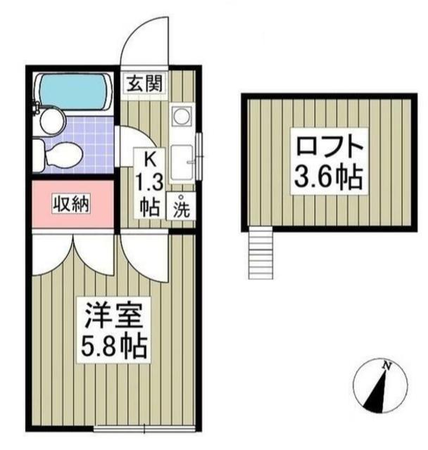 サニ-サイド三田南 B(1K/1階)の間取り写真