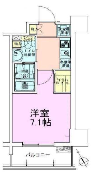 門前仲町レジデンス参番館(1K/6階)の間取り写真