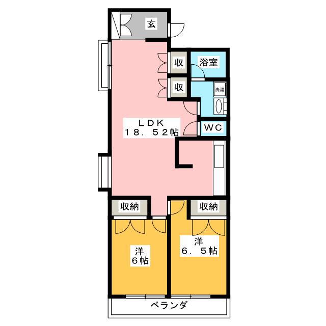 ヒラソル横濱(2LDK/3階)の間取り写真