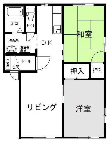 パインフィルズC(2LDK/1階)の間取り写真