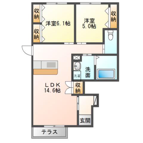コンフォートフォレスト(2LDK/1階)の間取り写真