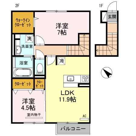コンフォルタ(2LDK/2階)の間取り写真