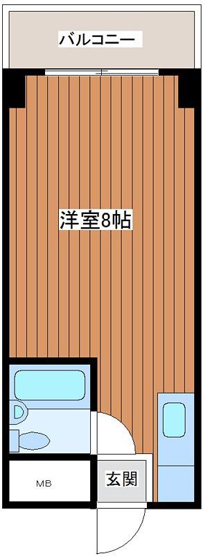 ハイツ長柄(ワンルーム/1階)の間取り写真
