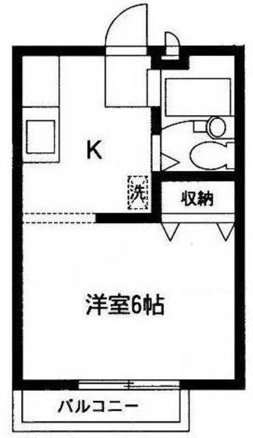 ヴィラソルテ(1K/2階)の間取り写真