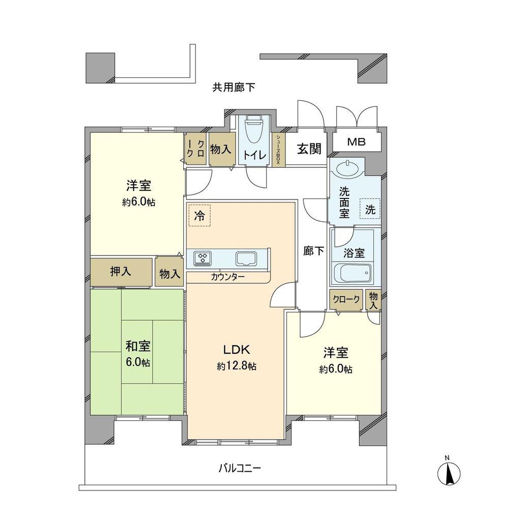 十日市パークホームズ(3LDK/12階)の間取り写真