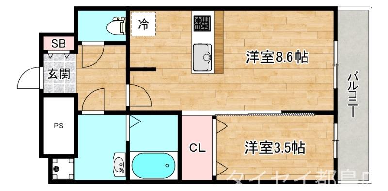 プレサンス京橋GREEN YARDアルミラ(1LDK/8階)の間取り写真