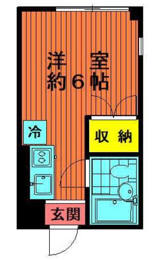 ハイツオザキ(ワンルーム/2階)の間取り写真